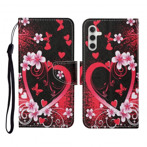 Samsung Galaxy A55 5G Θήκη Βιβλίο Colored Drawing Pattern Phone Case Red Heart