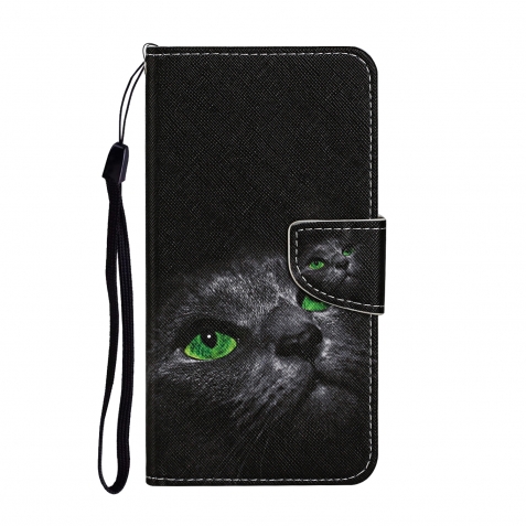 Samsung Galaxy A55 5G Θήκη Βιβλίο Colored Drawing Pattern Phone Case Black Cat