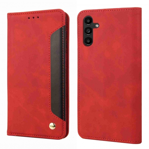 Samsung Galaxy A55 5G Θήκη Βιβλίο Κόκκινο Skin Feel Splicing Phone Case Red