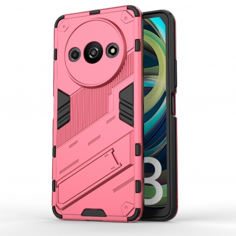 Xiaomi Redmi A3 Σκληρή Θήκη Ροζ Με Σταντ Punk Armor 2 in 1 PC + TPU Phone Case Pink