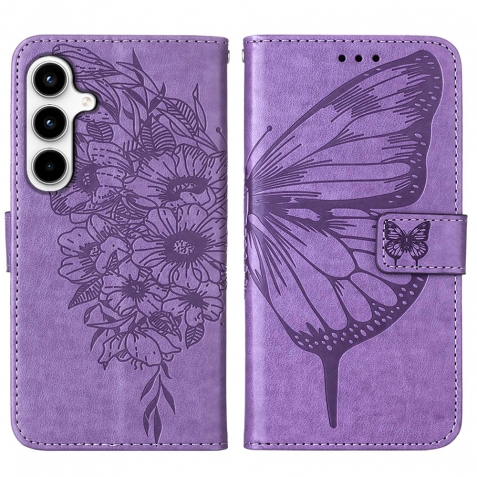 Samsung Galaxy A35 5G Θήκη Βιβλίο Μωβ Πεταλούδα Embossed Butterfly Phone Case Purple