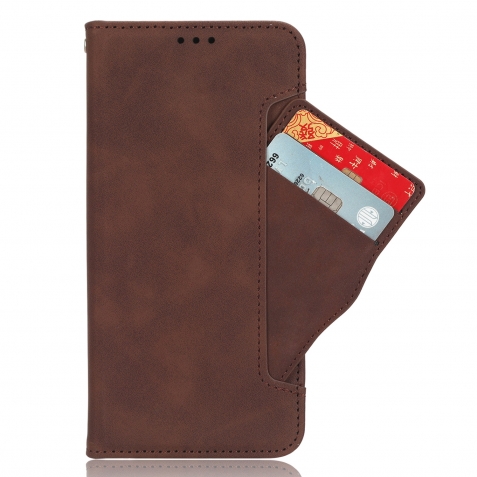 Xiaomi 14 Θήκη Βιβλίο Καφέ Skin Feel Calf Texture Card Slots Phone Case Brown