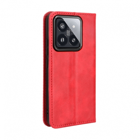 Xiaomi 14 Θήκη Βιβλίο Κόκκινο Magnetic Buckle Retro Texture Phone Case Red