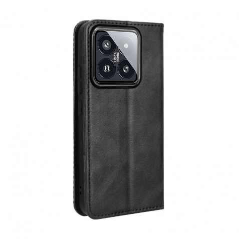 Xiaomi 14 Θήκη Βιβλίο Μαύρο Magnetic Buckle Retro Texture Phone Case Black