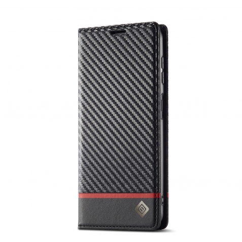 Samsung Galaxy A35 5G Θήκη Βιβλίο Μαύρο LC.IMEEKE Carbon Fiber Phone Case Horizontal Black