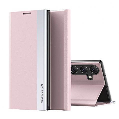 Samsung Galaxy A55 5G Θήκη Βιβλίο Ροζ Side Electroplated Adsorption Phone Case Pink
