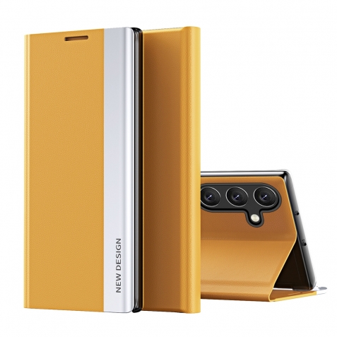 Samsung Galaxy A55 5G Θήκη Βιβλίο Πορτοκαλί Ανοιχτό Side Electroplated Adsorption Phone Case Light Orange