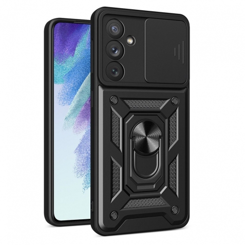 Samsung Galaxy A35 5G Θήκη Μαύρη Με Σταντ Armor PC + TPU Camera Shield Phone Case Black