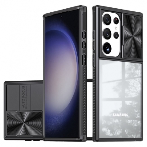 Samsung Galaxy S24 5G Θήκη Διάφανη Μαύρο Sliding Camshield Phone Case Black