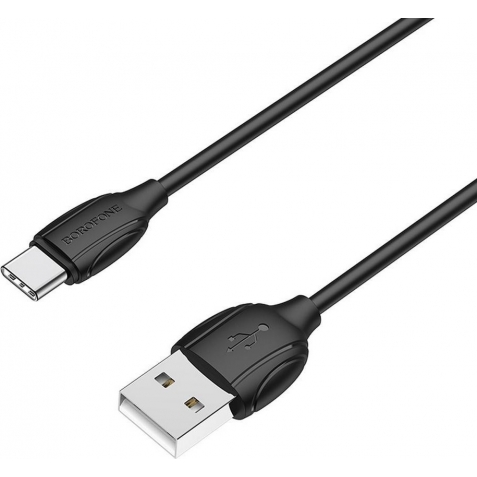 Borofone Regular USB 2.0 Cable USB-C male - USB-A male Μαύρο 1m (Benefit)