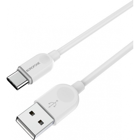 Borofone Regular USB 2.0 Cable USB-C male - USB-A male White1m 3A