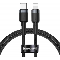 Baseus Καλώδιο Cafule Braided USB 3.0 Cable USB-C male - Lightning Μαύρο - Γκρι 1m (CATLKLF-G1)